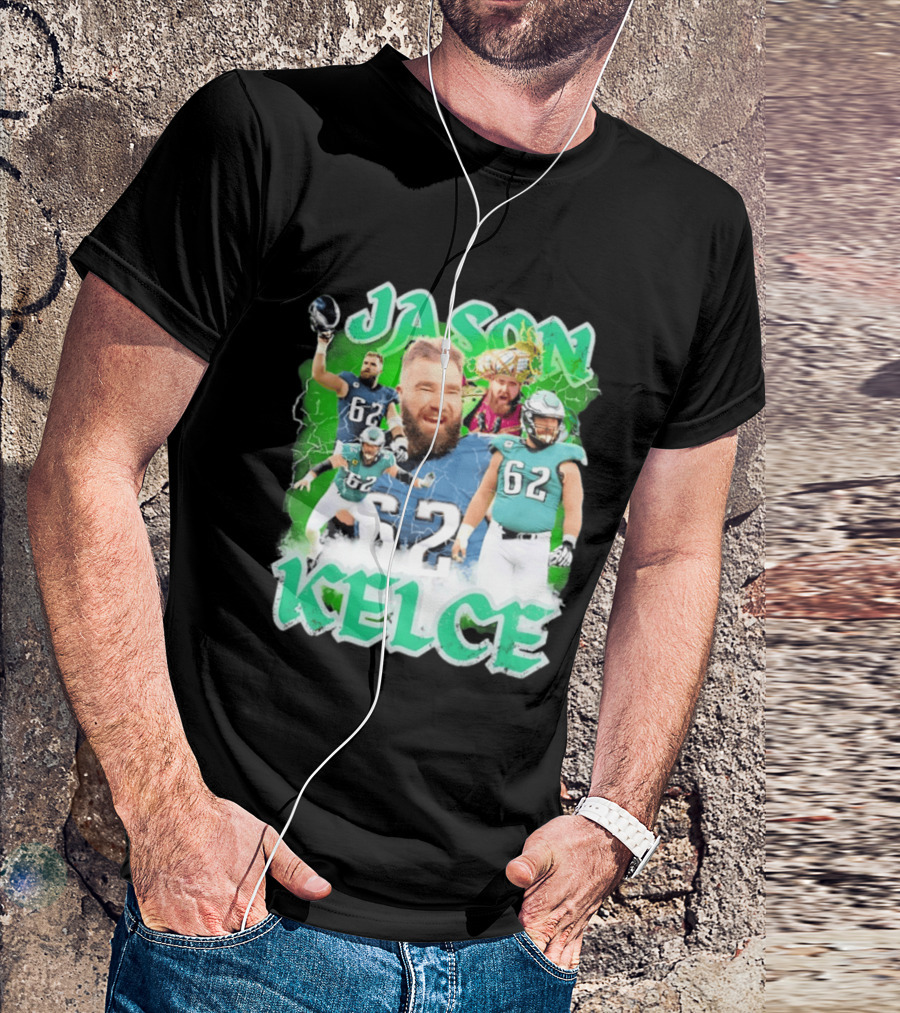 Jason Kelce 62 Philadelphia Eagles Vintage Style Football Fan T-Shirt