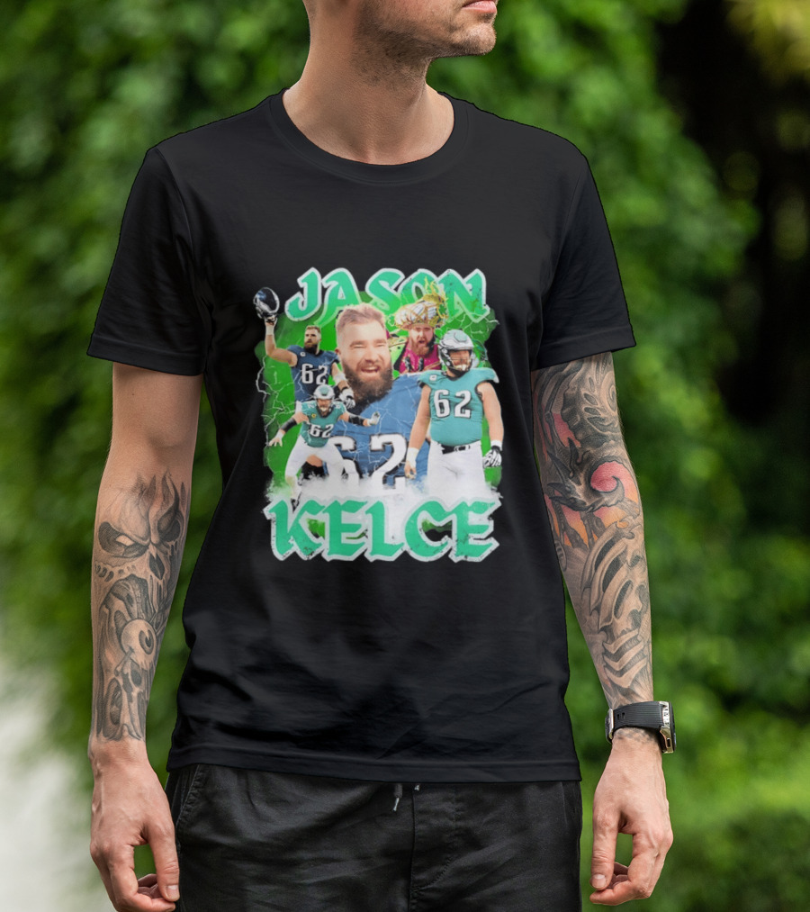 Jason Kelce 62 Philadelphia Eagles Vintage Style Football Fan T-Shirt