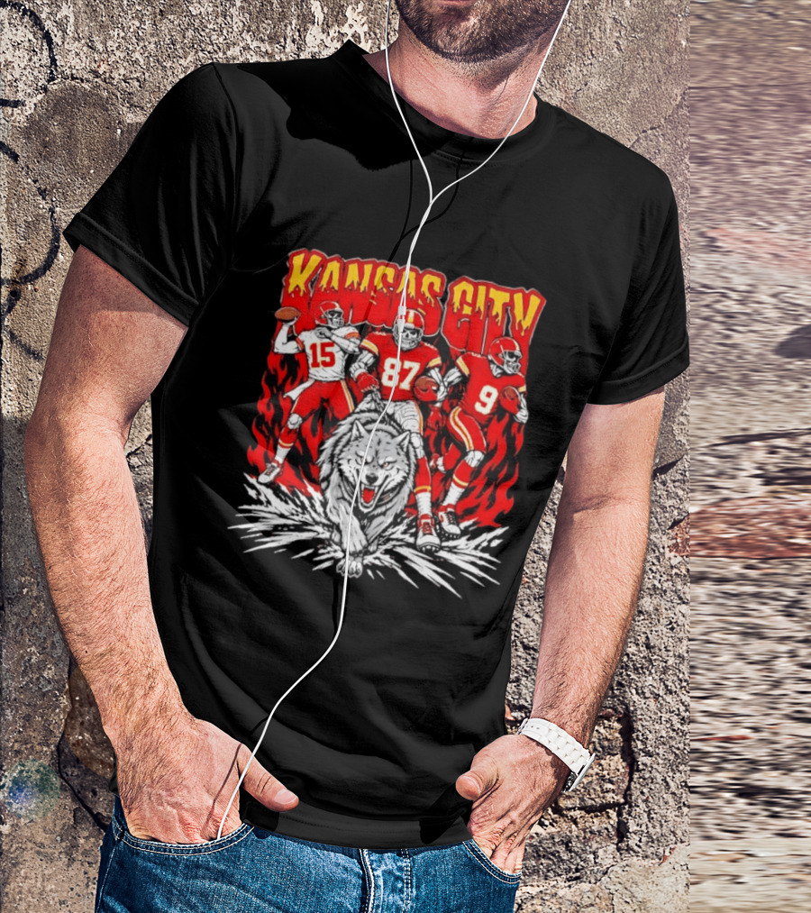 Kansas City Chiefs 15 87 9 Players With Wolf T-Shirt