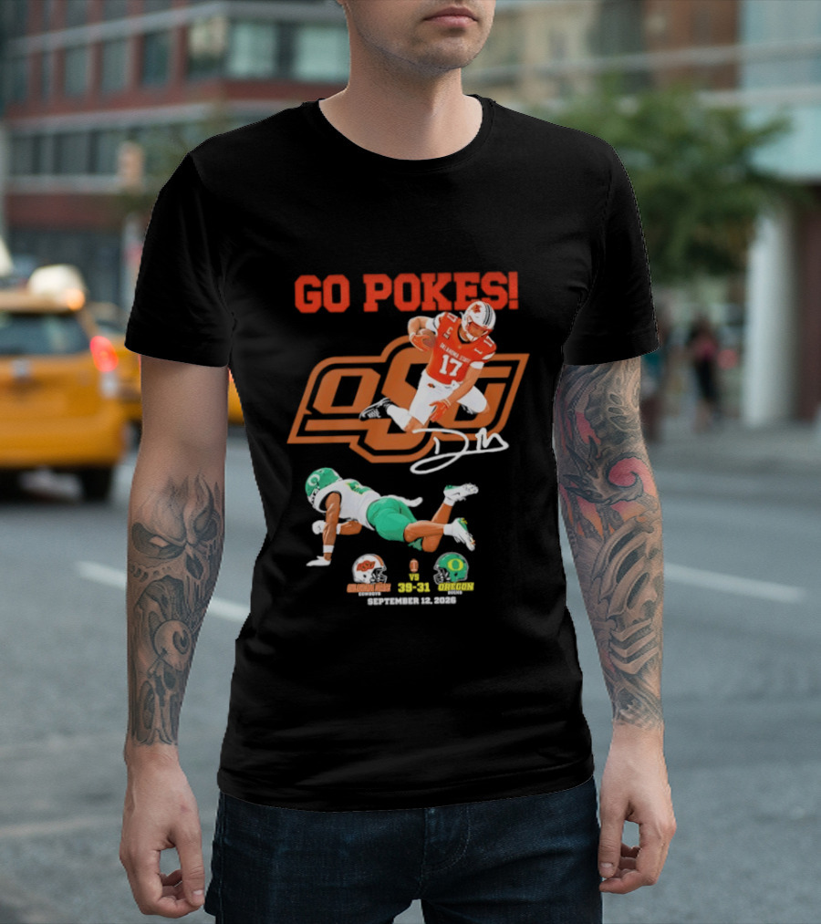 Oklahoma State Cowboys OSU Football Victory Over Oregon Ducks Go Pokes 2022 Game Score 39 31 T-Shirt