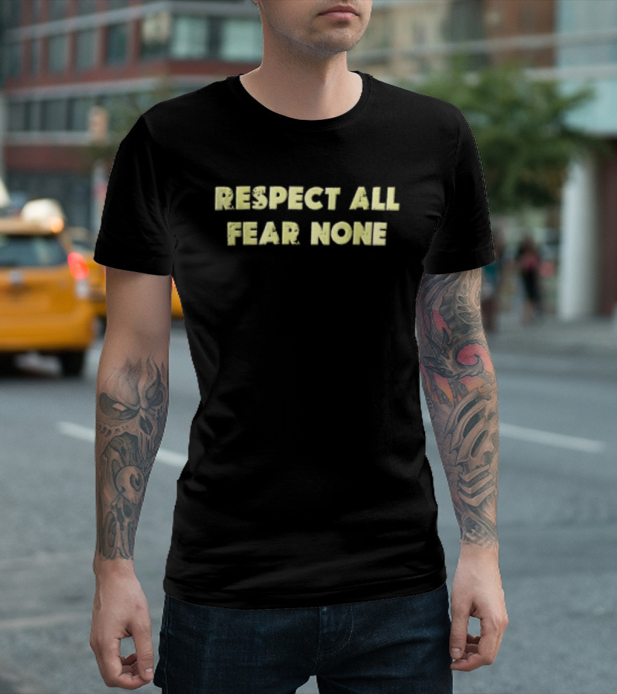 Respect All Fear None Yellow Distressed T-Shirt