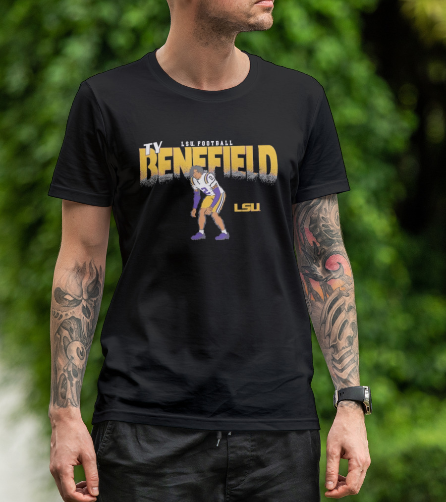 Ty Benefield No 2 LSU Football Tigers Paintbrush T-Shirt