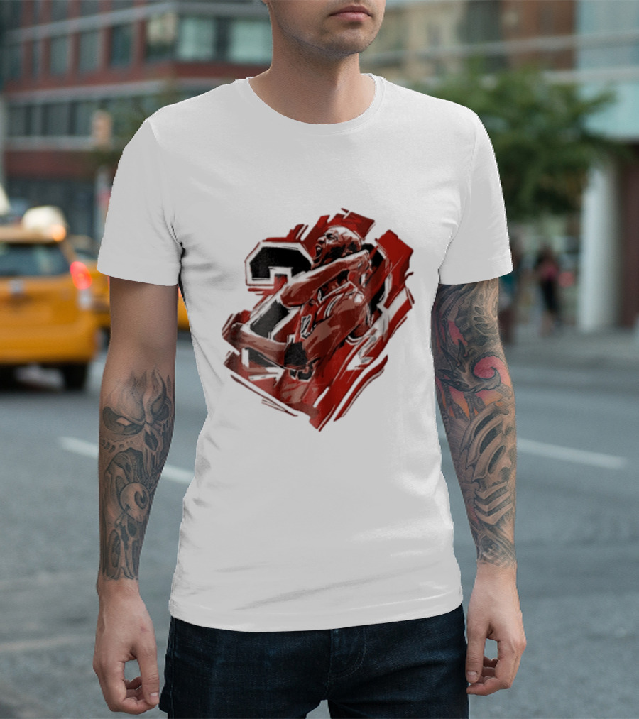 Basketball Player Number 23 Celebration Red Brushstrokes T-Shirt