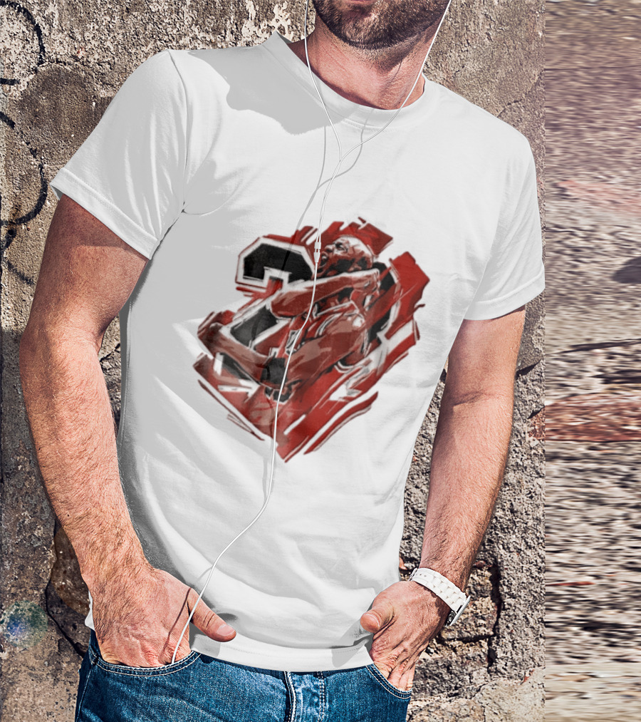 Basketball Player Number 23 Celebration Red Brushstrokes T-Shirt