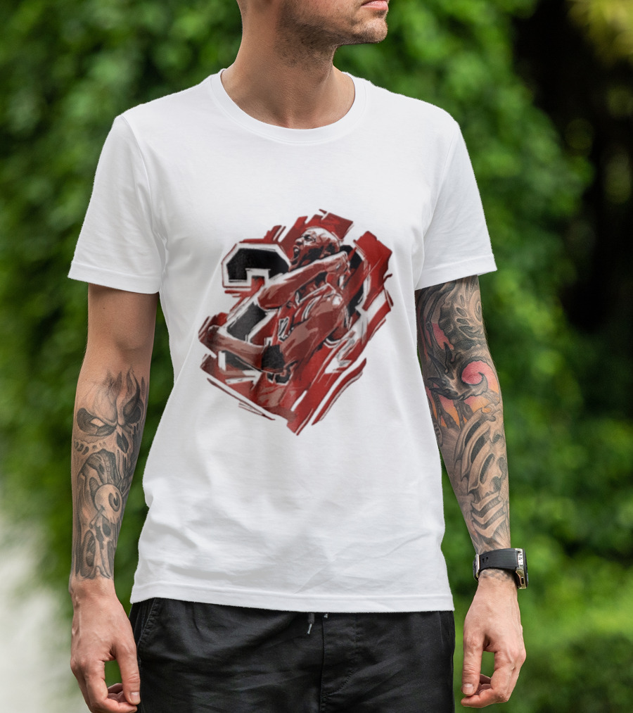 Basketball Player Number 23 Celebration Red Brushstrokes T-Shirt
