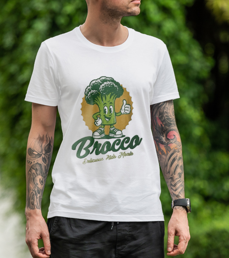 Brocco Delicious Kids Meals Cartoon Broccoli Thumbs Up T-Shirt