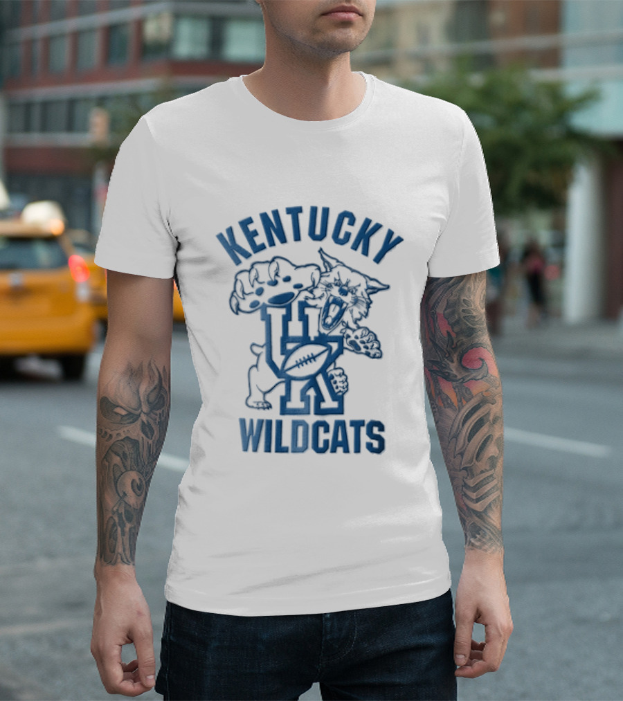 Kentucky Wildcats Roaring Big Paw Monogram UK Football T-Shirt