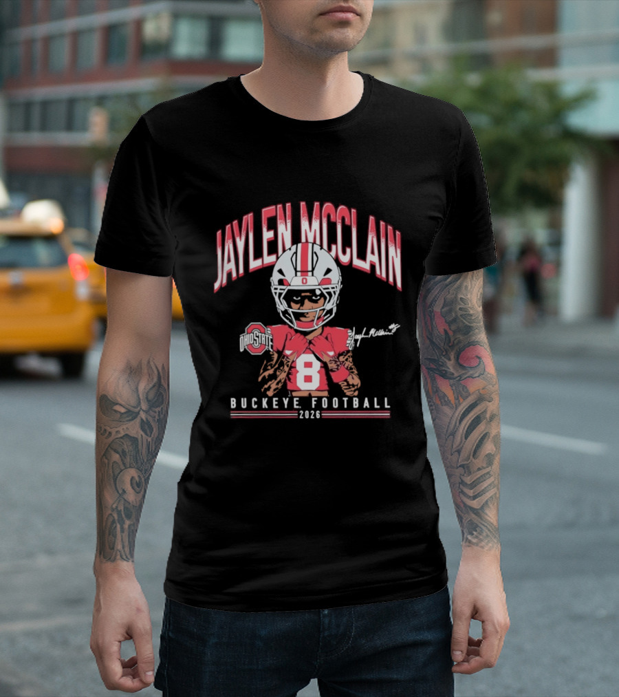 Jaylen McClain No 8 Buckeye Football 2026 Ohio State Exclusive T-Shirt