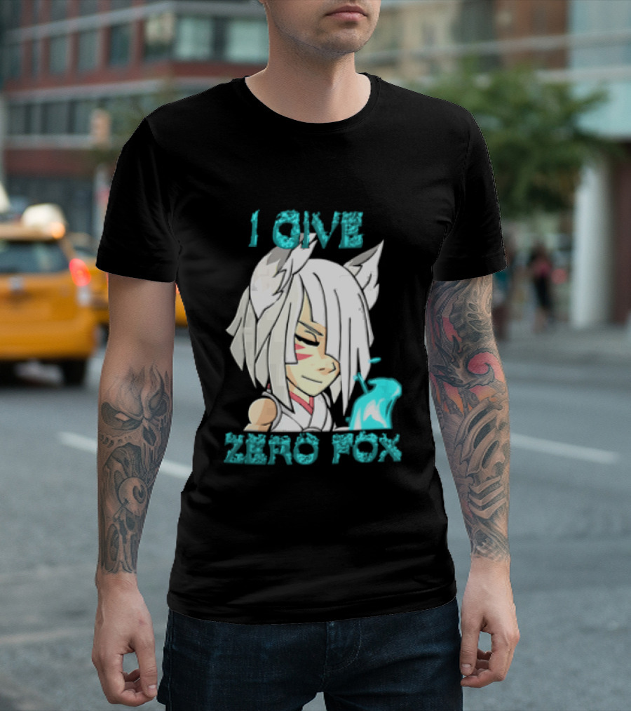 I Give Zero Fox White Hair Kitsune Blue Flame T-Shirt