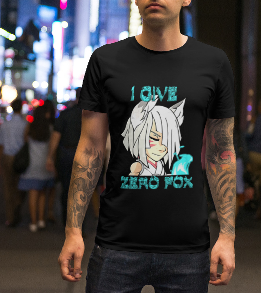 I Give Zero Fox White Hair Kitsune Blue Flame T-Shirt