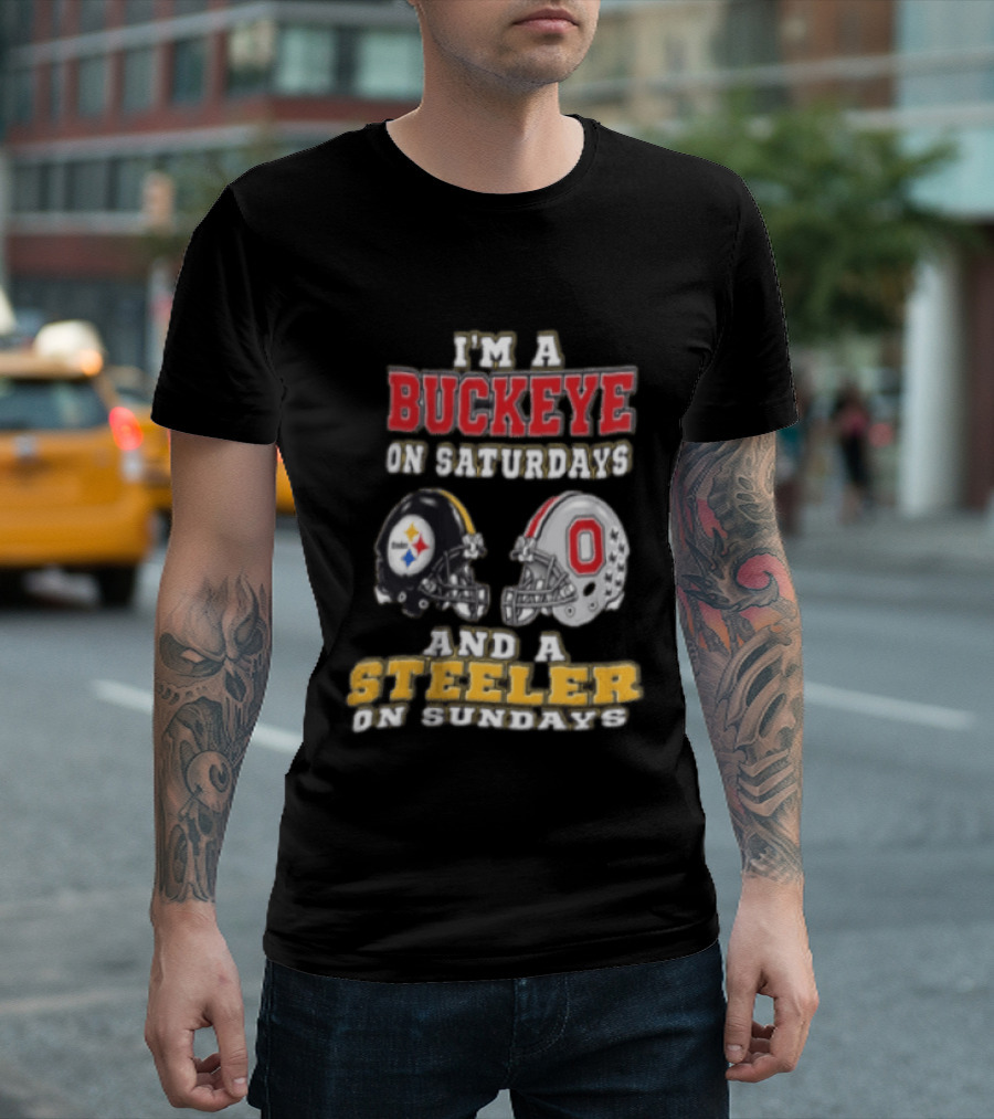 Ohio State Buckeye Saturdays Pittsburgh Steeler Sundays Fan T-Shirt