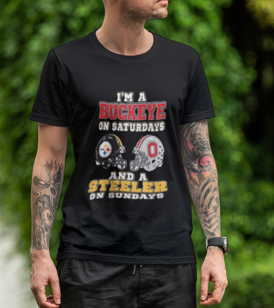 Ohio State Buckeye Saturdays Pittsburgh Steeler Sundays Fan T-Shirt