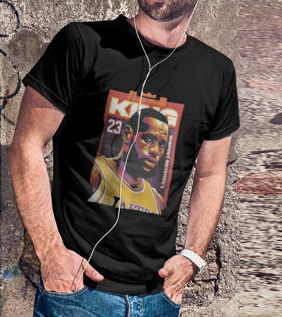 Los Angeles Lakers King 23 LeBron James NBA Pop Vector T-Shirt