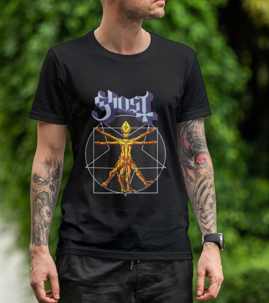 Ghost Store Popestar Vitruvian Man Design Black T-Shirt