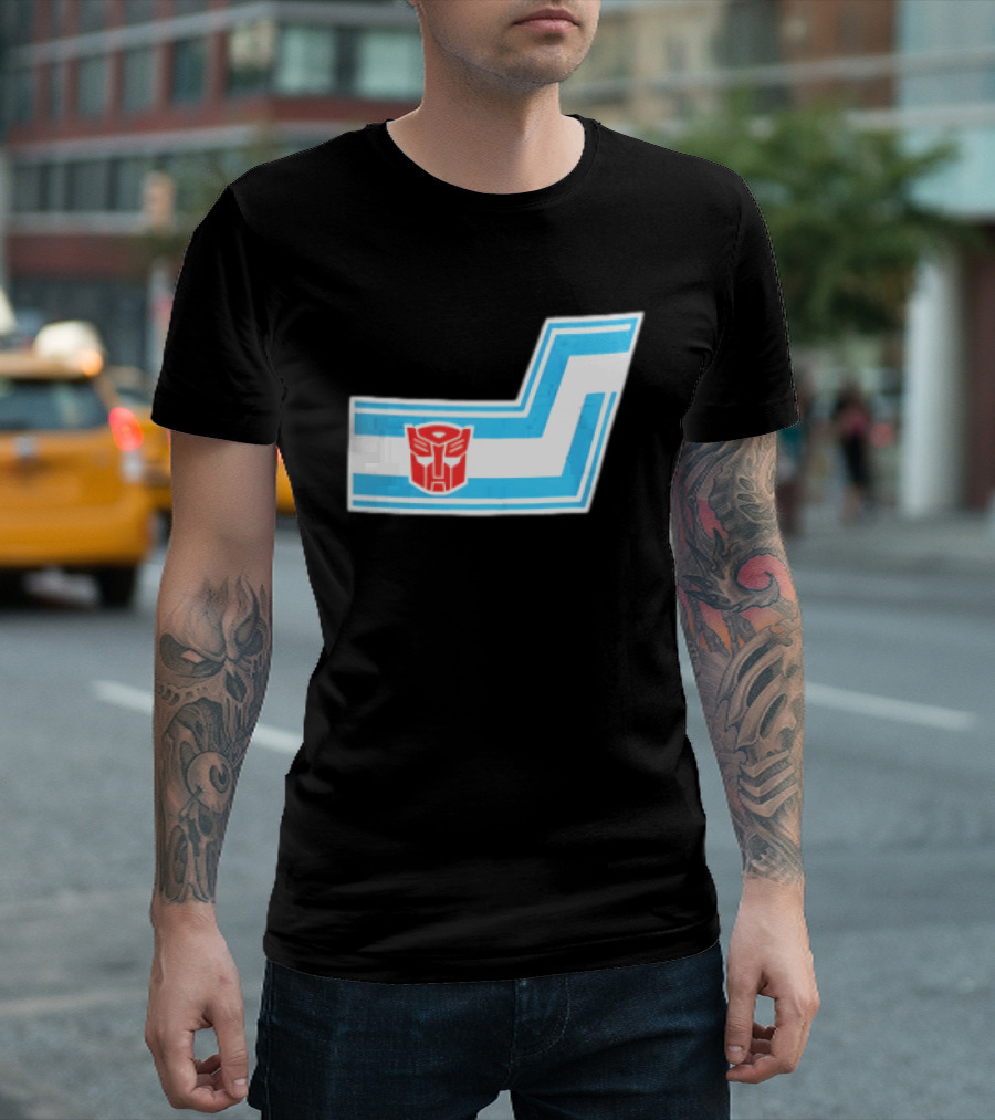 Transformers Autobots Red Insignia Blue White Racing Stripes Chevron Stickers T-Shirt