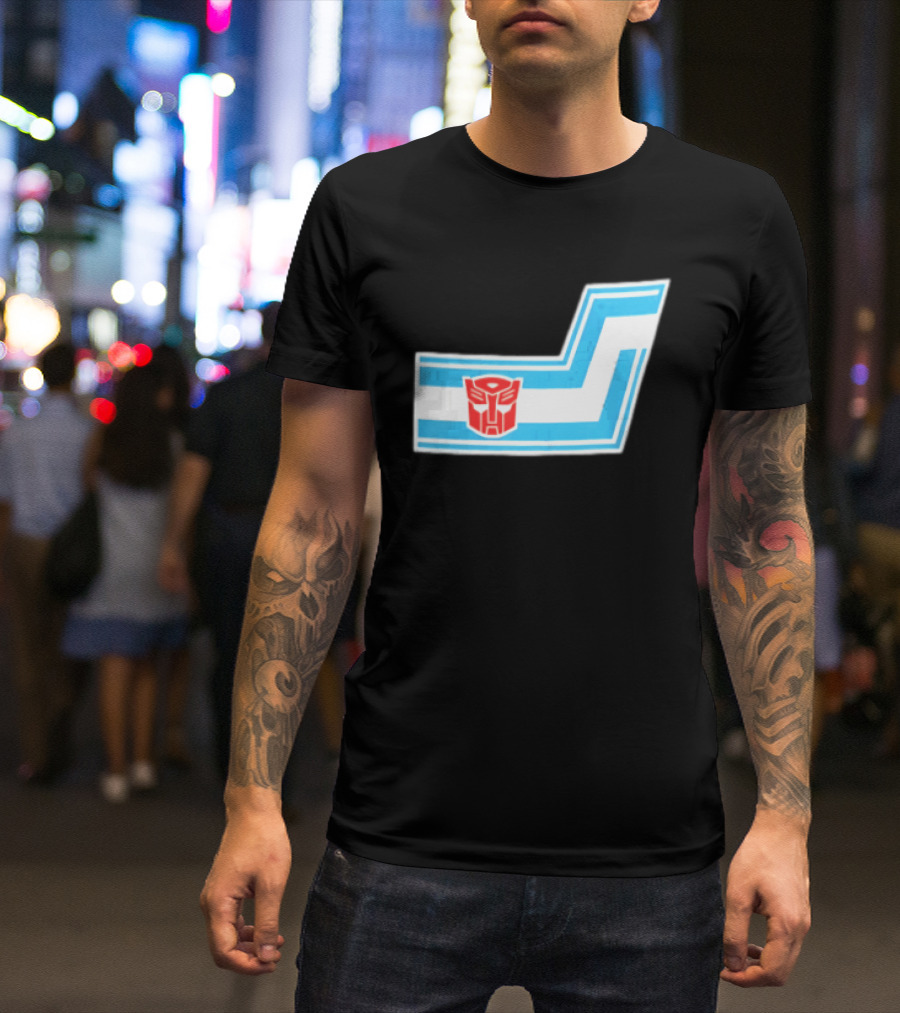 Transformers Autobots Red Insignia Blue White Racing Stripes Chevron Stickers T-Shirt