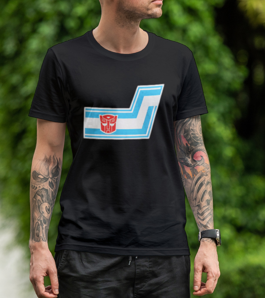 Transformers Autobots Red Insignia Blue White Racing Stripes Chevron Stickers T-Shirt
