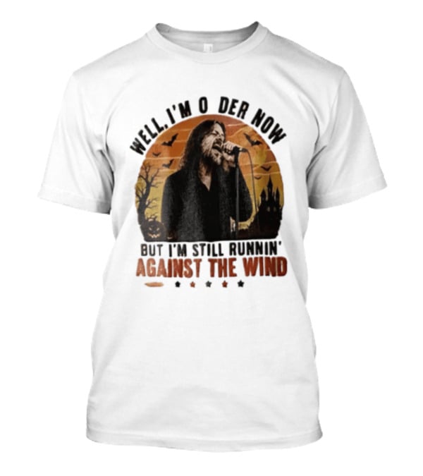 Well I'm Older Now But I'm Still Runnin' Against The Wind Bearded Singer Halloween Sunset Castle T-Shirt