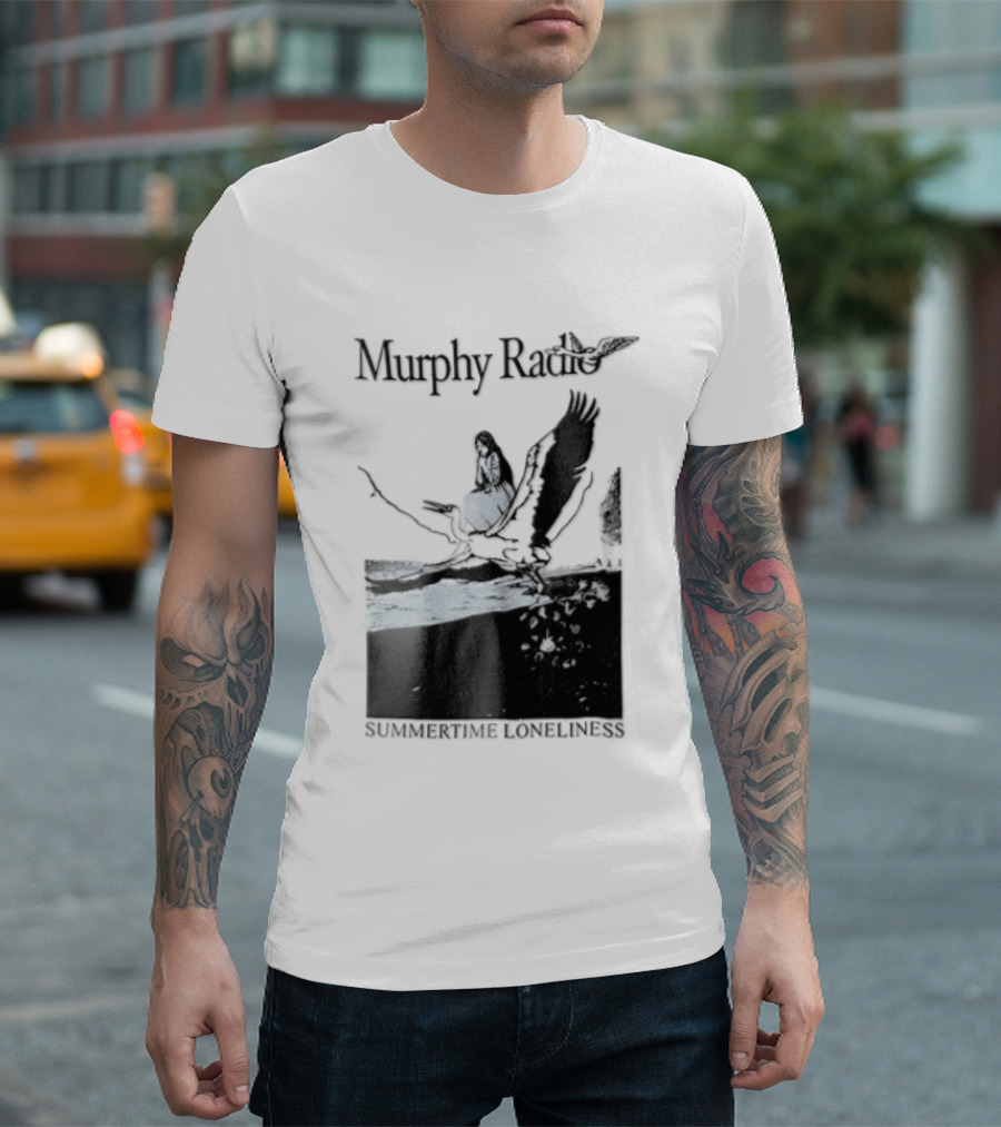 Murphy Radio Summertime Loneliness Woman On Flying Crane At Shore Line T-Shirt