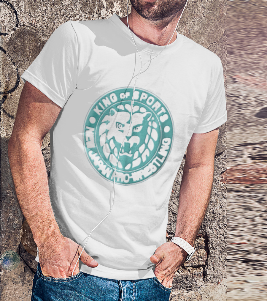 New Japan Pro Wrestling King Of Sports Teal Circular Lion Head T-Shirt