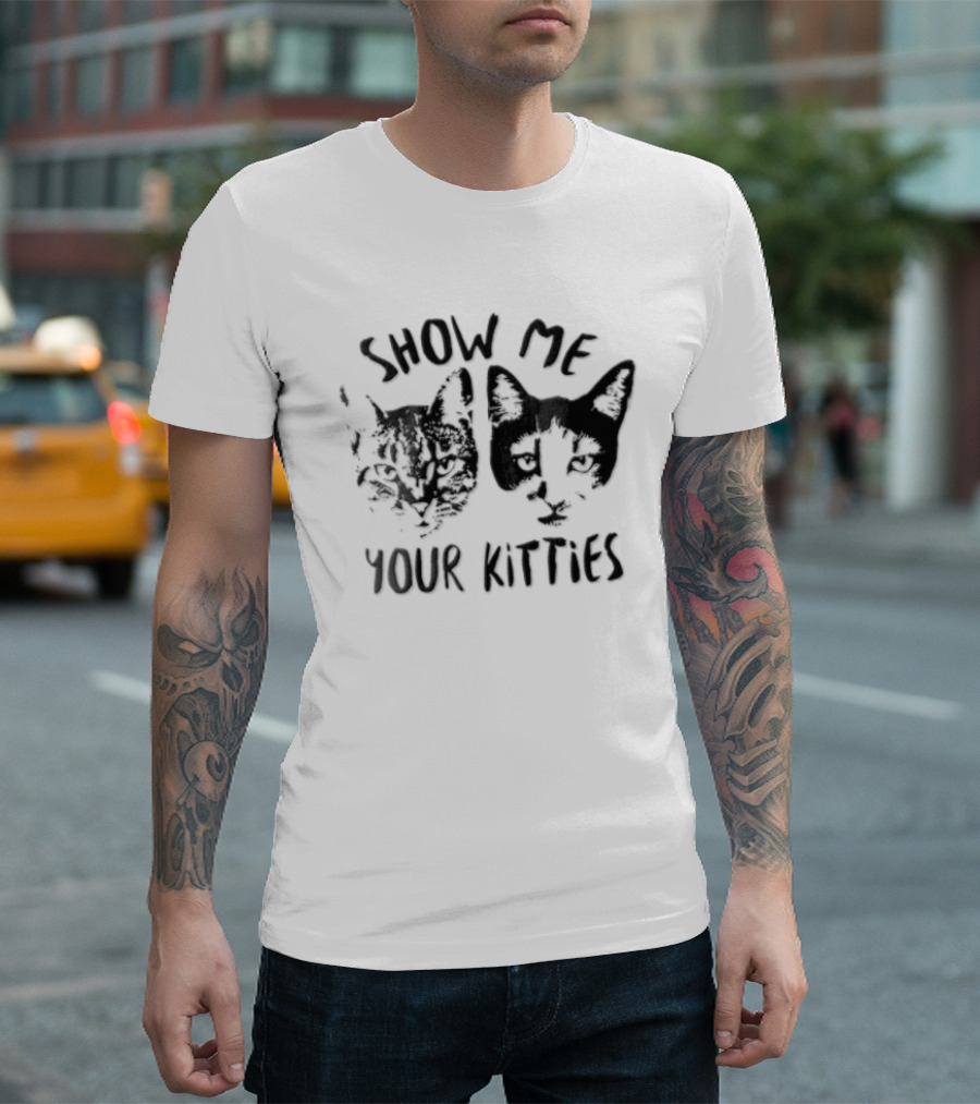 Show Me Your Kitties Tabby Tuxedo Cat Heads T-Shirt