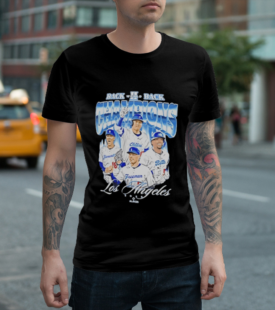 Los Angeles Back To Back Champions Ohtani Freeman Betts 2025 T-Shirt