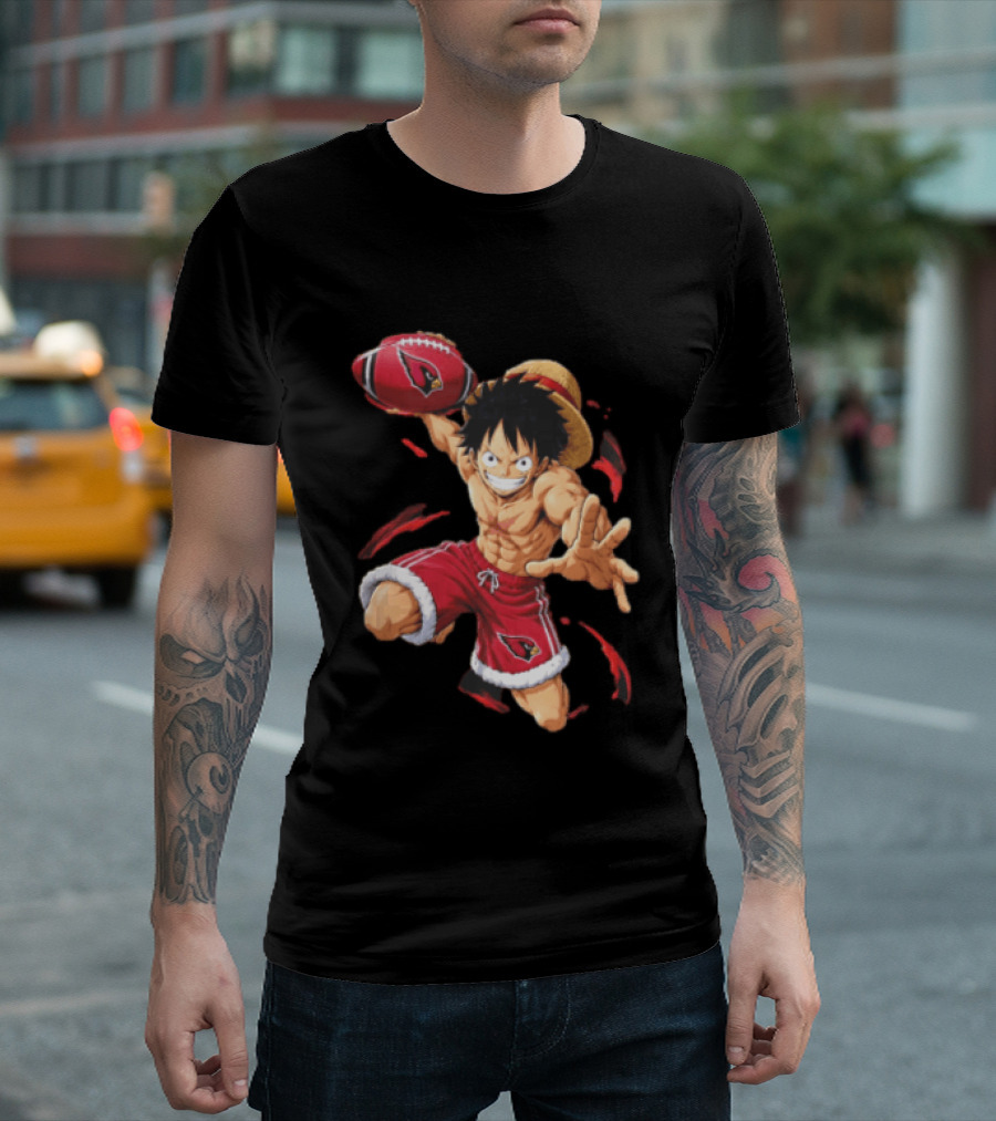 Arizona Cardinals Straw Hat Anime Football Player Action T-Shirt