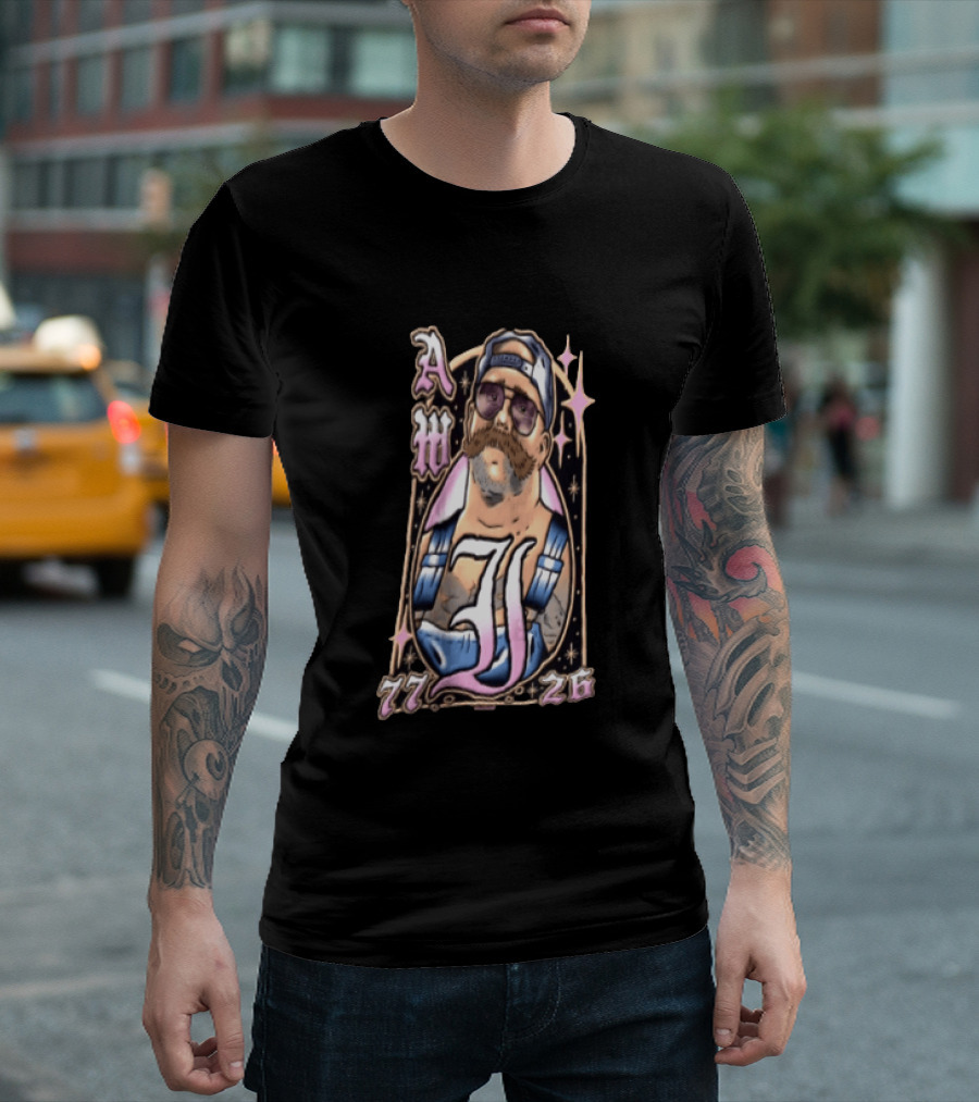 AW 77 26 Mustache Sunglasses Overalls Tattoo T-Shirt