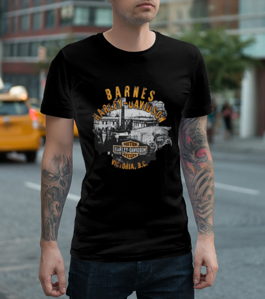 Barnes Harley Davidson Motor Cycles Victoria BC Distressed T-Shirt