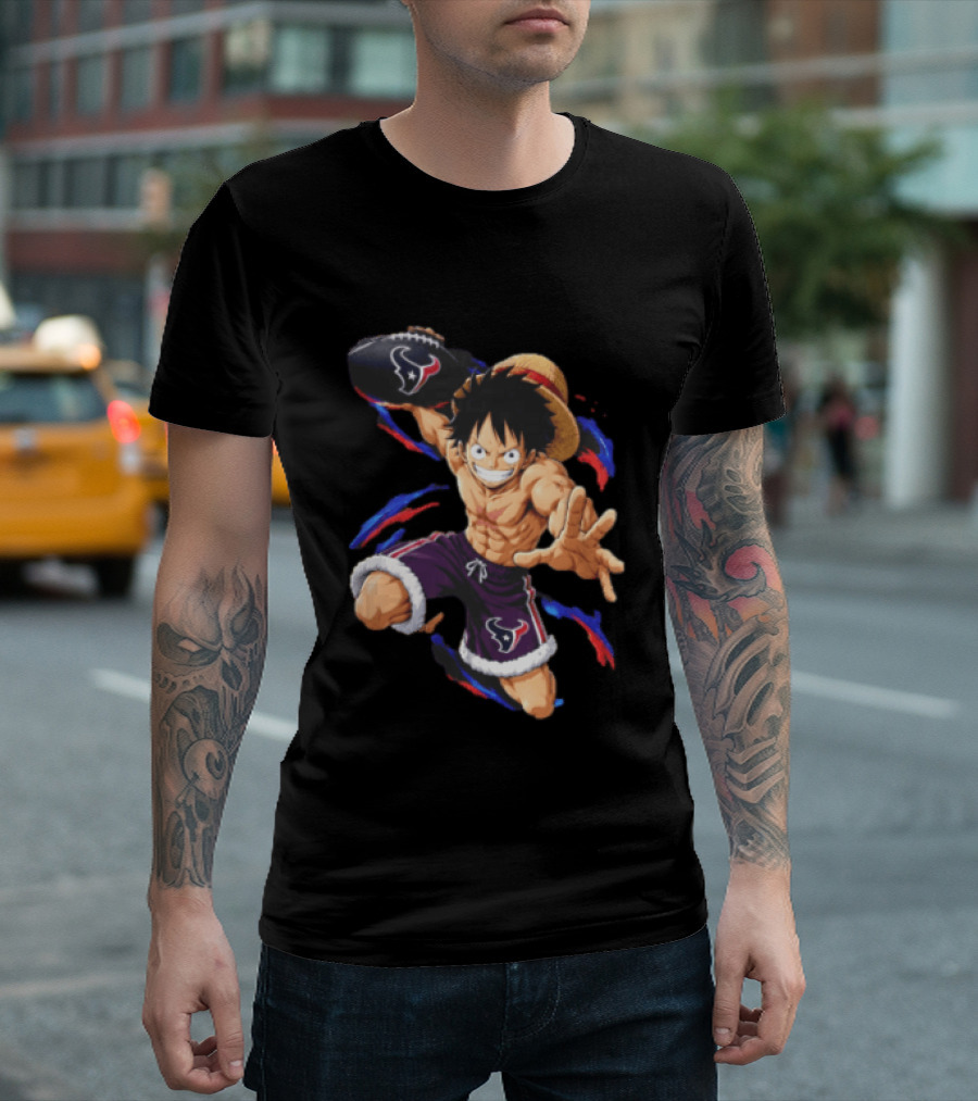Anime Luffy Houston Texans Football Fan T-Shirt