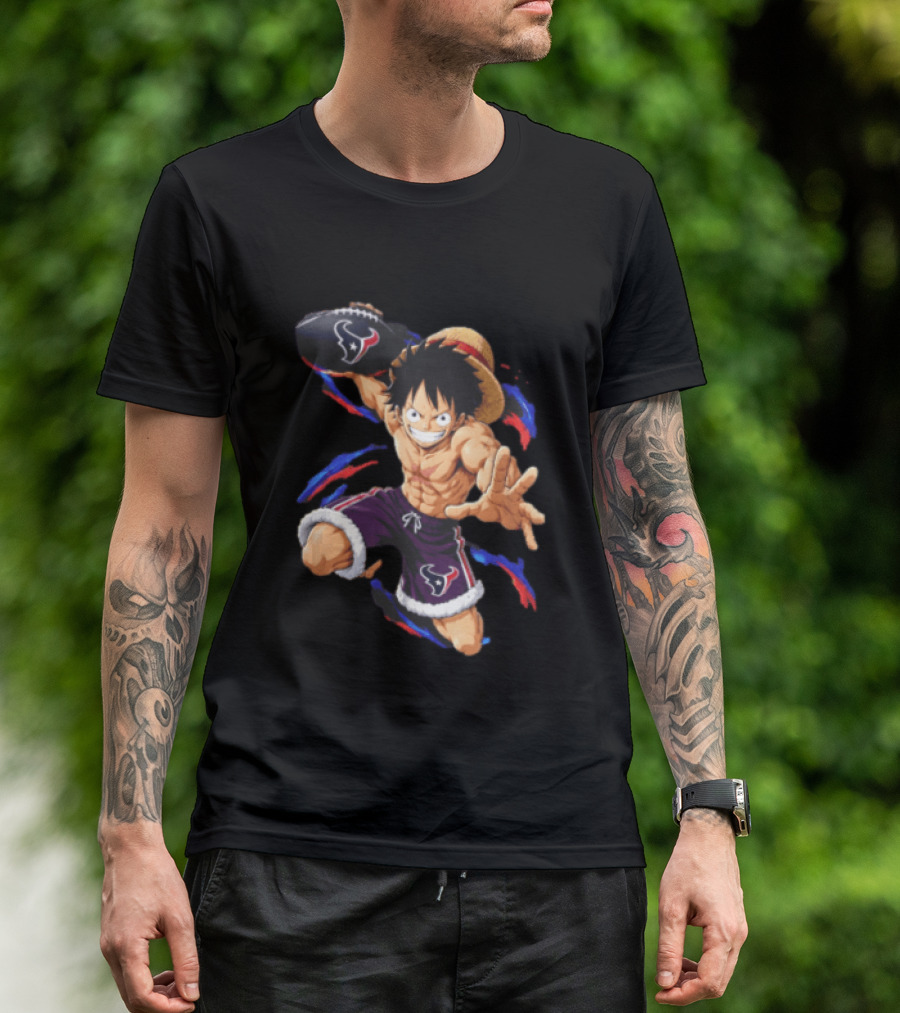 Anime Luffy Houston Texans Football Fan T-Shirt