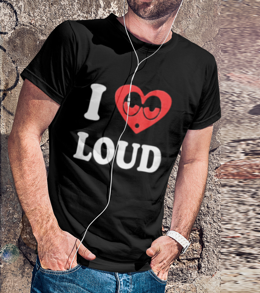 I Love Loud Red Heart Droopy Eyes Cartoon T-Shirt
