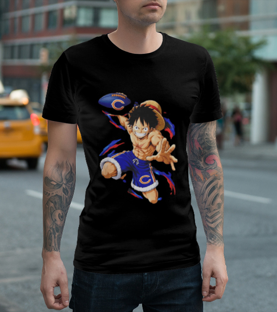 Chicago Bears Straw Hat Pirate Football Anime Crossover Adventures T-Shirt