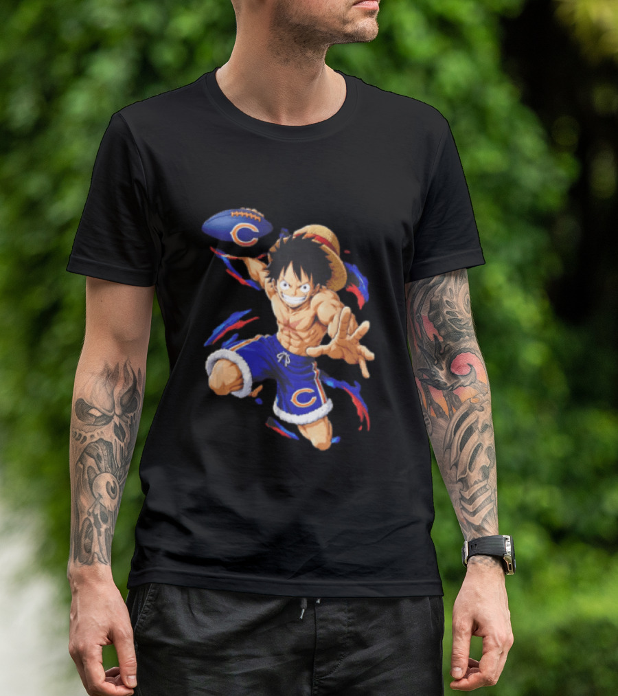 Chicago Bears Straw Hat Pirate Football Anime Crossover Adventures T-Shirt