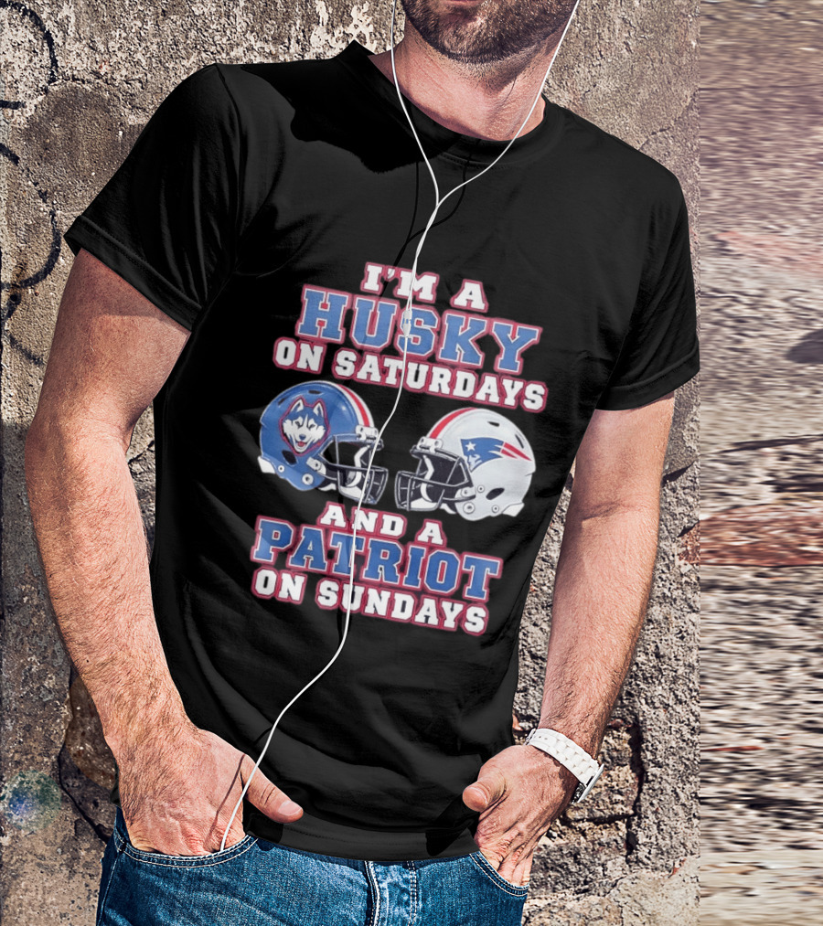 I'm A Husky On Saturdays And A Patriot On Sundays Football Helmets T-Shirt