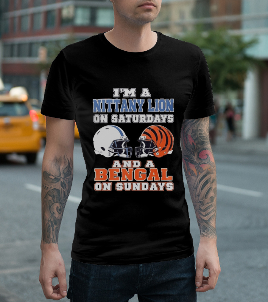 Nittany Lion On Saturdays Bengal On Sundays Football Fan Helmets T-Shirt