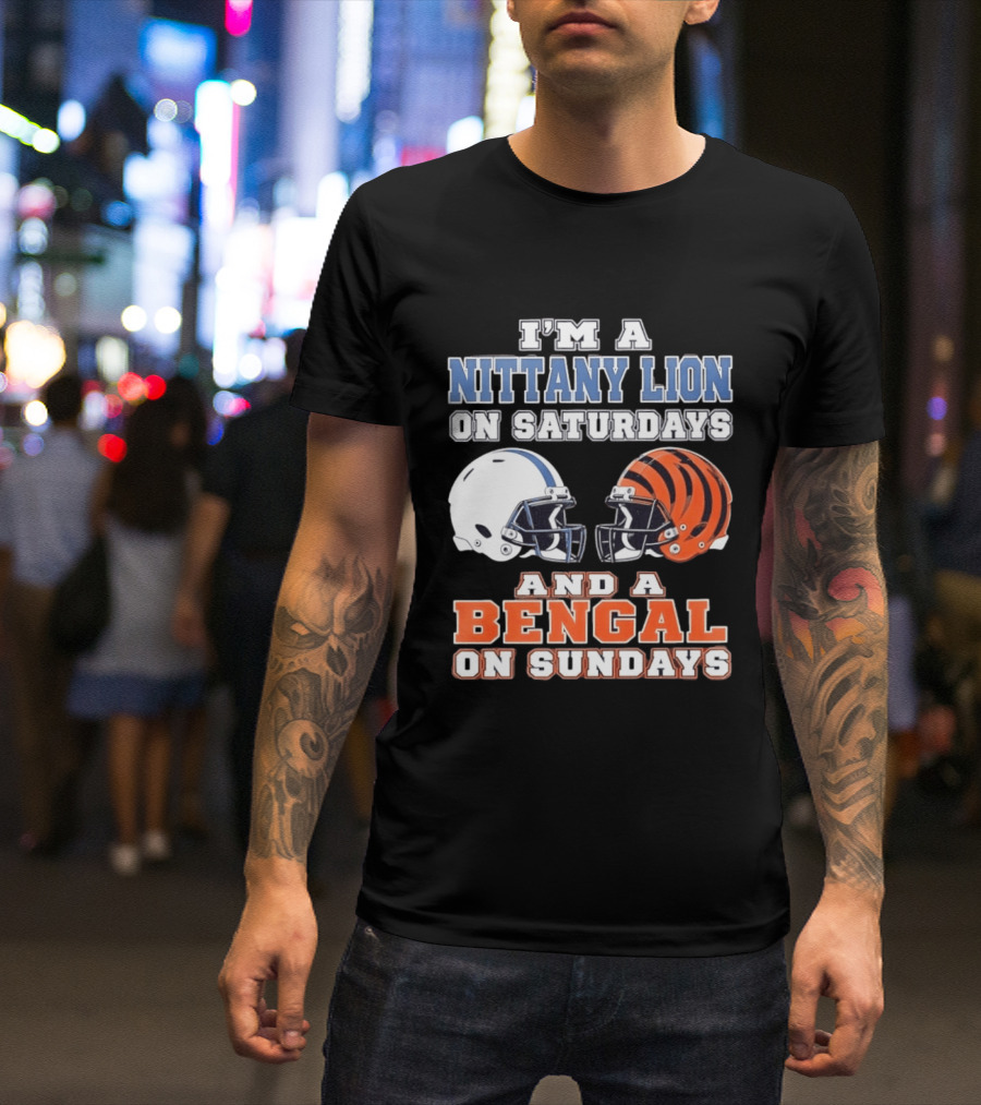 Nittany Lion On Saturdays Bengal On Sundays Football Fan Helmets T-Shirt