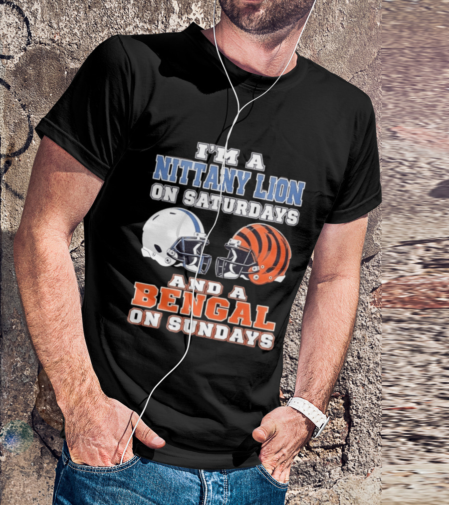 Nittany Lion On Saturdays Bengal On Sundays Football Fan Helmets T-Shirt