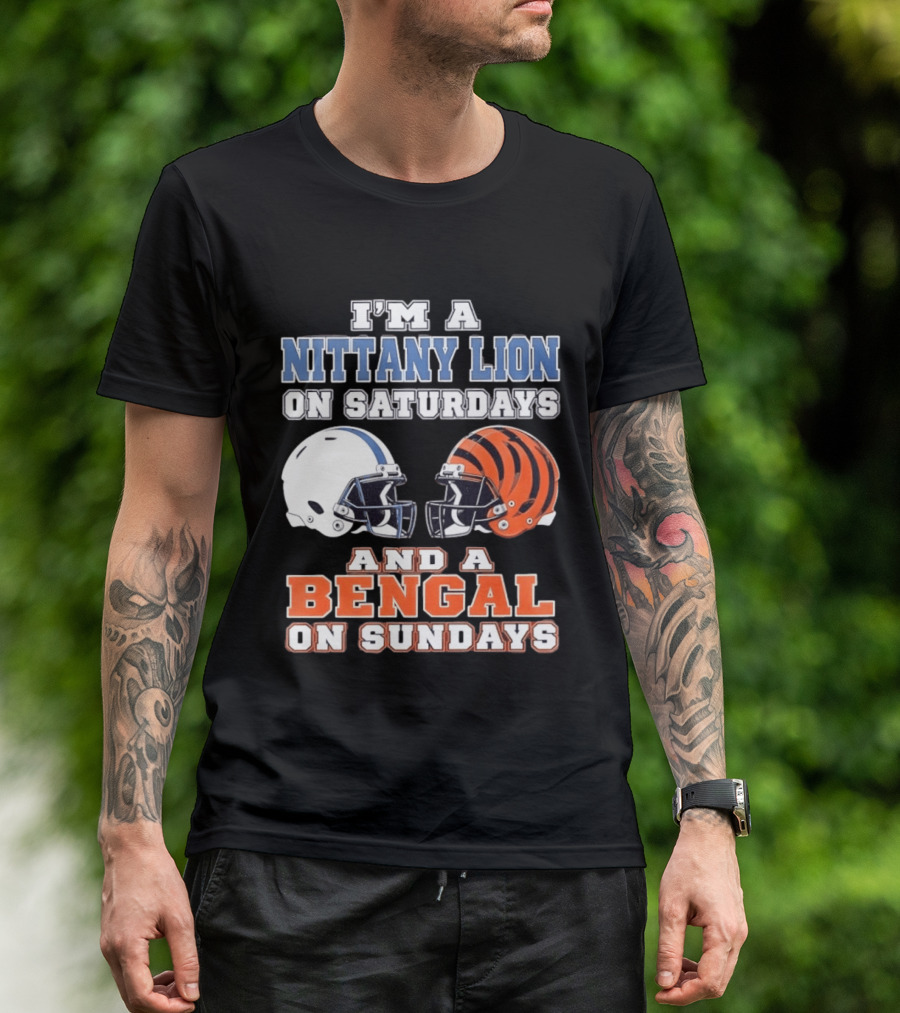 Nittany Lion On Saturdays Bengal On Sundays Football Fan Helmets T-Shirt
