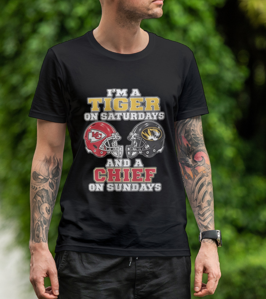 I'm A Tiger On Saturdays On And A Chief On Sundays Kansas City Missouri T-Shirt