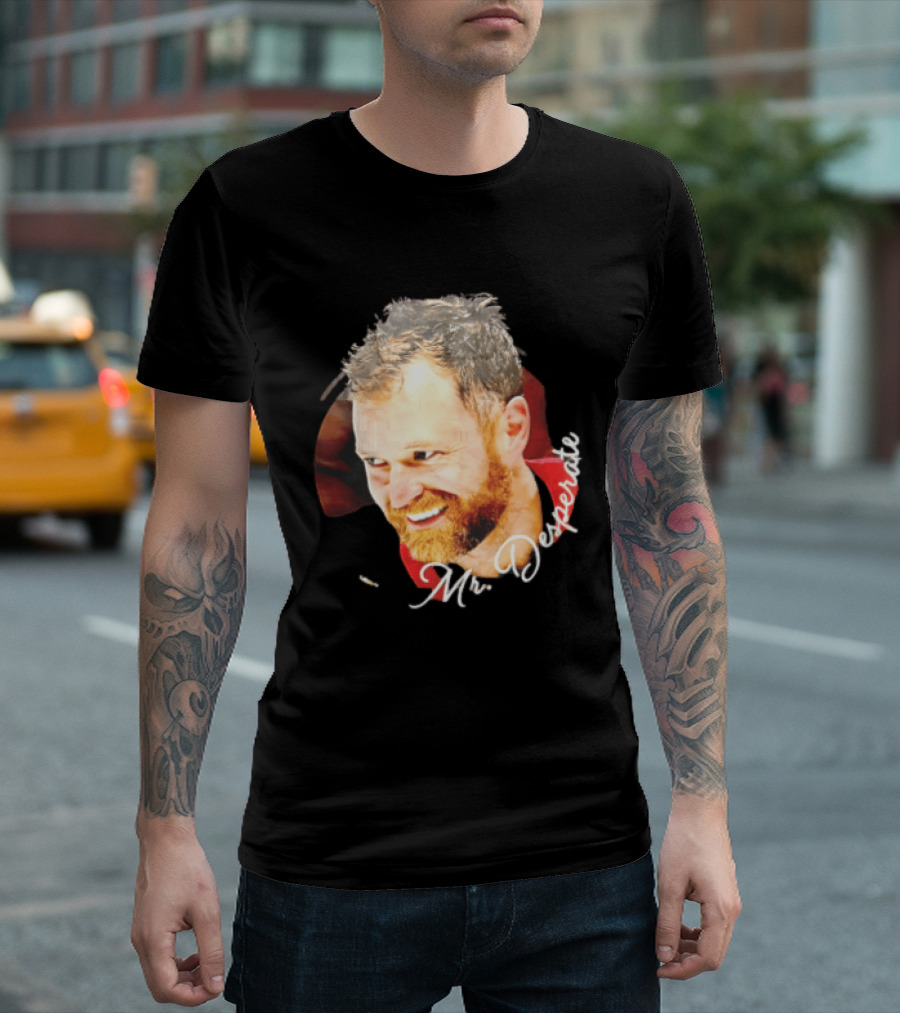 Mr Desperate Smiling Bearded Man Circular Photo T-Shirt