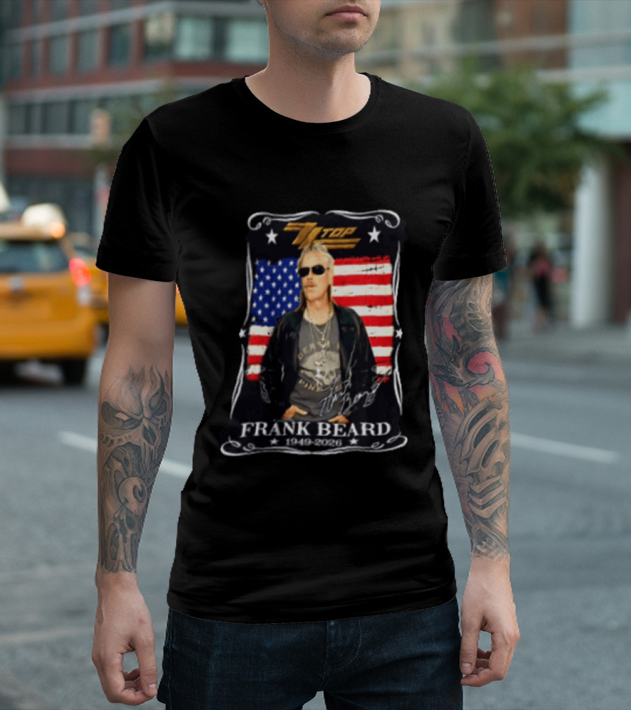 ZZ Top Frank Beard 1949 2026 American Flag Memorial T-Shirt