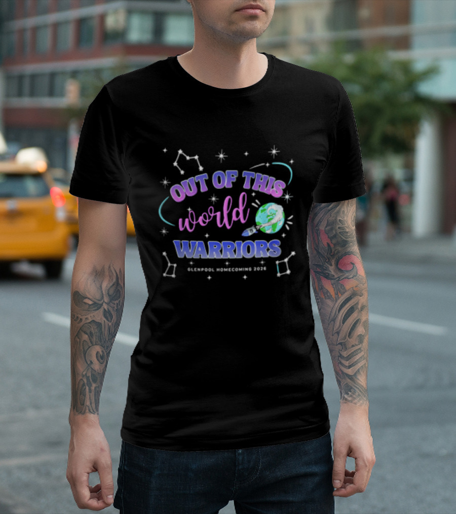 Out Of This World Warriors Glenpool Homecoming 2026 Cartoon Earth Rocket Constellations T-Shirt