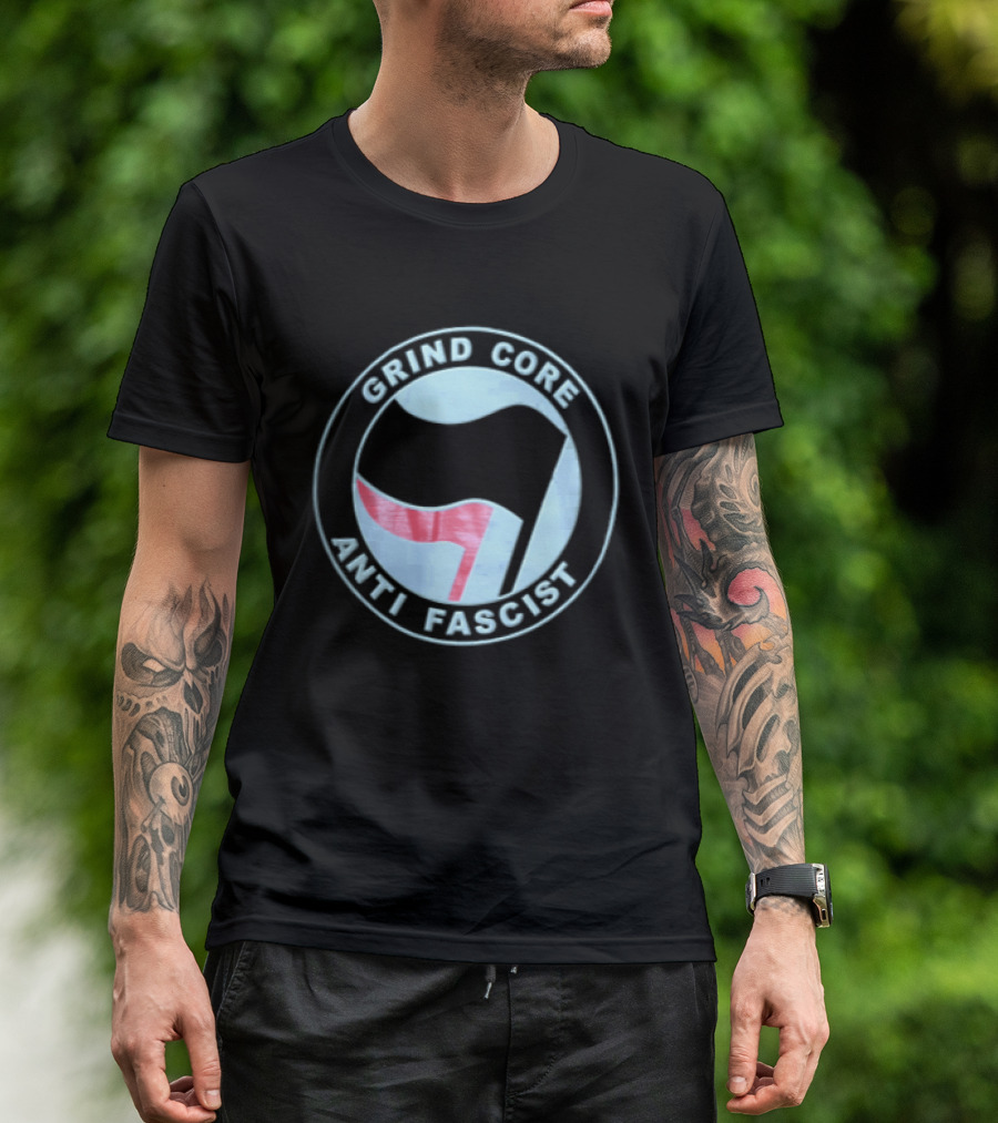 Grind Core Anti Fascist Antifa Red Black Flags T-Shirt