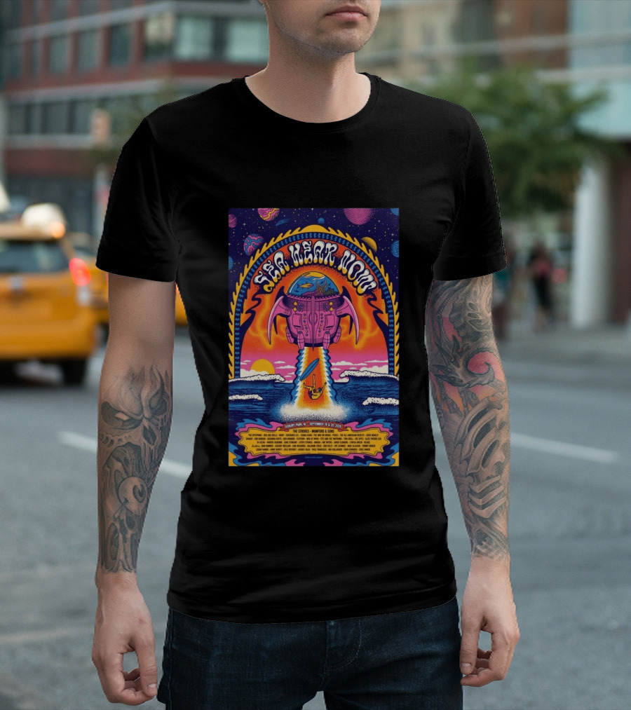 Sea Hear Now Asbury Park September 19 20 2026 The Strokes Mumford & Sons Psychedelic Spaceship Surf T-Shirt