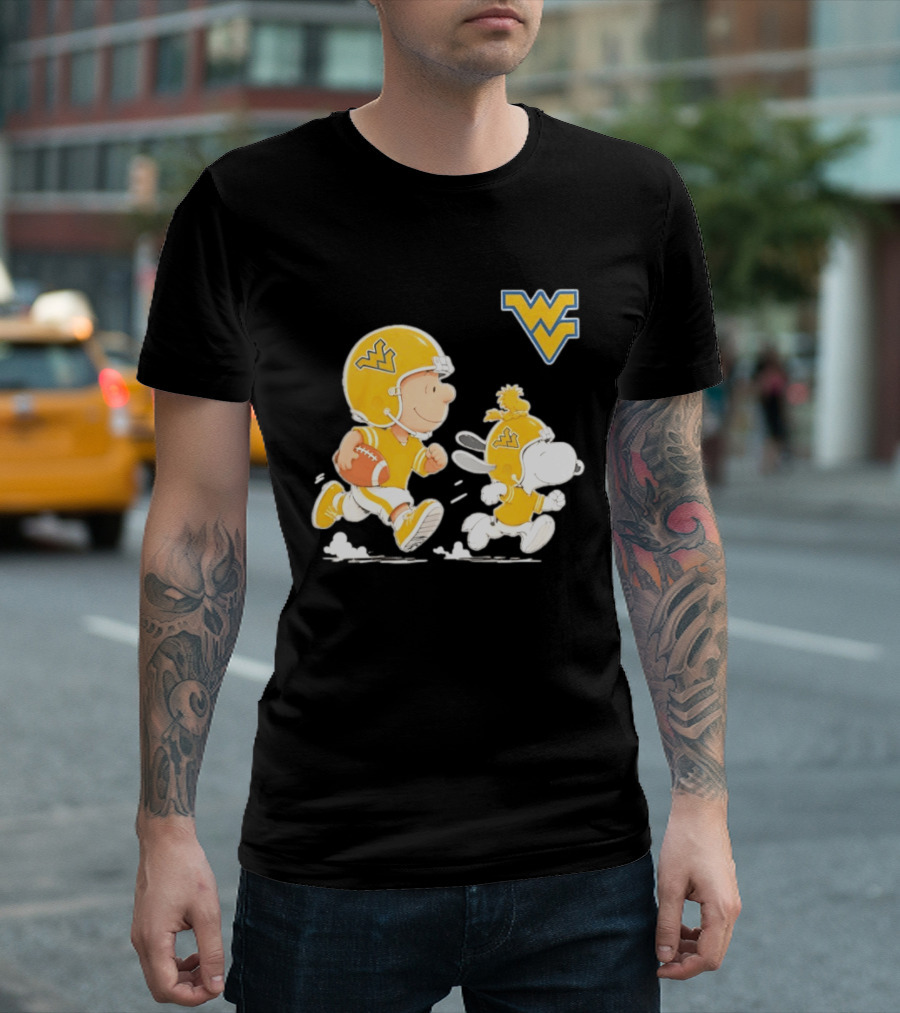 West Virginia Mountaineers Football Snoopy Woodstock Charlie Brown NCAA Running T-Shirt