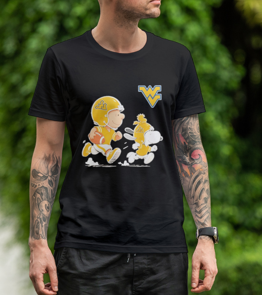 West Virginia Mountaineers Football Snoopy Woodstock Charlie Brown NCAA Running T-Shirt