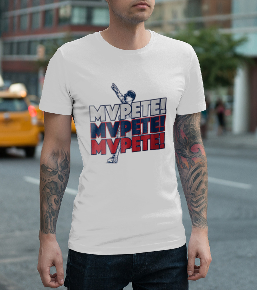 MVPETE Baseball Player Pointing Up Repeated T-Shirt