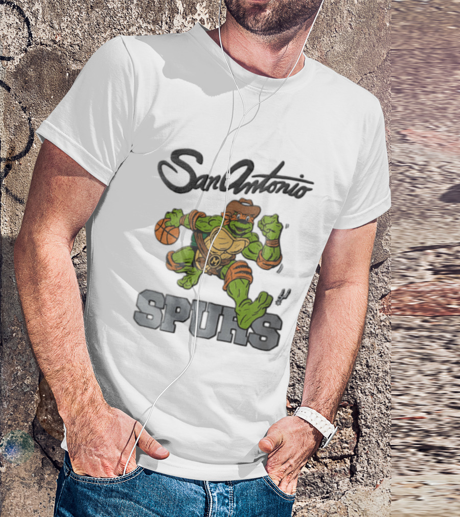 San Antonio Spurs Cartoon Turtle Cowboy Basketball T-Shirt