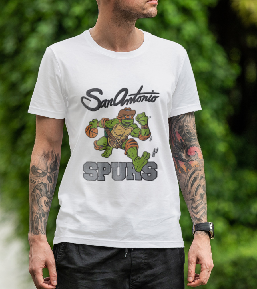 San Antonio Spurs Cartoon Turtle Cowboy Basketball T-Shirt